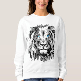 Gray Lion Portrait Drawing - Lion Sweatshirt