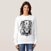 Gray Lion Portrait Drawing - Lion Sweatshirt (Voorkant volledig)