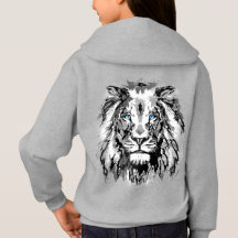 Gray Lion Portret Drawing - Lion Hoodies