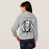 Gray Lion Portret Drawing - Lion Hoodies (Achterkant volledig)