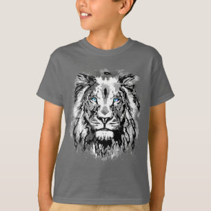Gray Lion Portret Tekening - Lion Boys T-Shirt