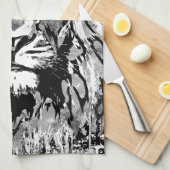 Gray Lion Portret Tekening - Lion Kitchen Towel Theedoek (Quarter Fold)