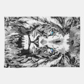 Gray Lion Portret Tekening - Lion Kitchen Towel Theedoek (Horizontaal)