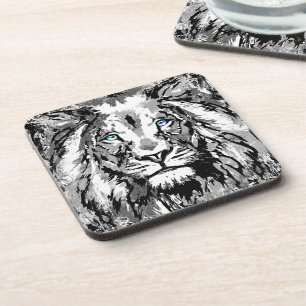 Gray Lion Portret Tekening - Lion Onderzetters