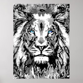 Gray Lion Portret Tekening - Lion Poster Afdrukken