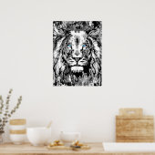 Gray Lion Portret Tekening - Lion Poster Afdrukken (Keuken)