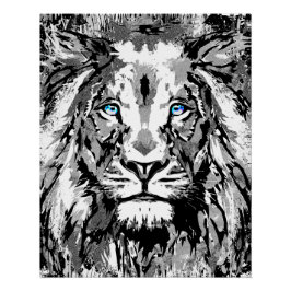 Gray Lion Portret Tekening - Lion Poster Afdrukken