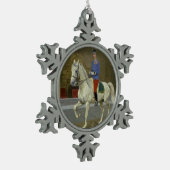 Gray Lipizzan Stallion Kerstannament Tin Sneeuwvlok Ornament (Links)