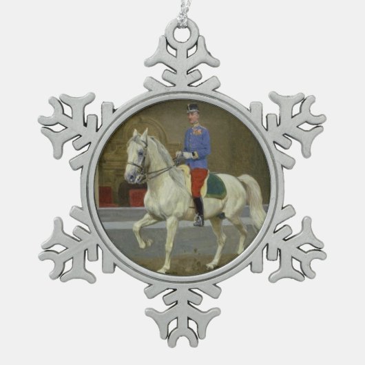Gray Lipizzan Stallion Kerstannament Tin Sneeuwvlok Ornament (Voorkant)