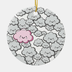 Gray Little Clouds Keramisch Ornament