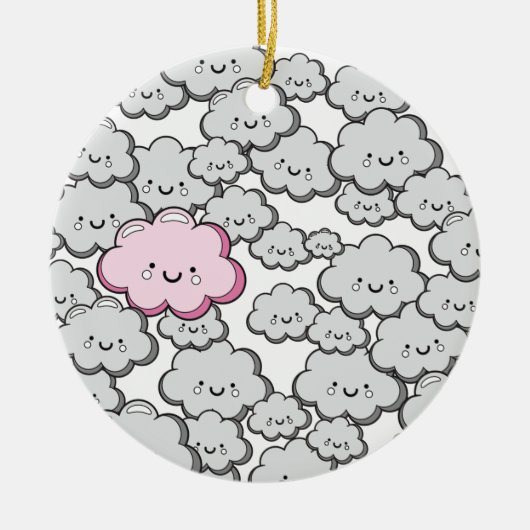 Gray Little Clouds Keramisch Ornament (Voorkant)