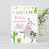 Gray Llama Birthday-uitnodigingen Kaart (Staand voorkant)