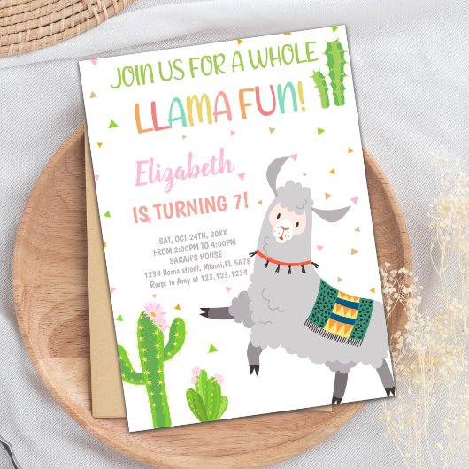 Gray Llama Birthday-uitnodigingen Kaart