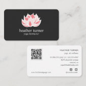 Gray Lotus QR CODE wellness spa massage yoga Bus Visitekaartje (Voorkant / Achterkant)