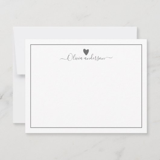 Gray Love Heart Persoonlijke briefkaart (Voorkant)
