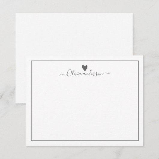 Gray Love Heart Persoonlijke briefkaart (Voorkant / Achterkant)