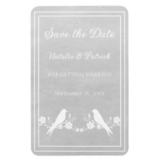Gray Lovebird Floral Save the Date Magnet Magneet