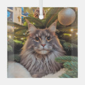 Gray Maine Coon Glass Ornament (Voorkant)