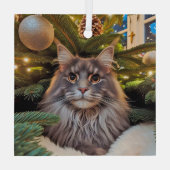 Gray Maine Coon Glass Ornament (Achterkant)