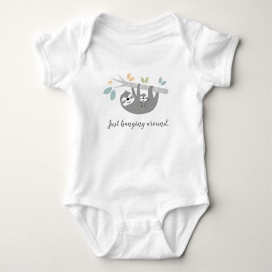Gray Mama en Baby Sloth Baby Shirt (Voorkant)