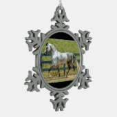 Gray Mangalarga Stallion Kerstannament Tin Sneeuwvlok Ornament (Links)