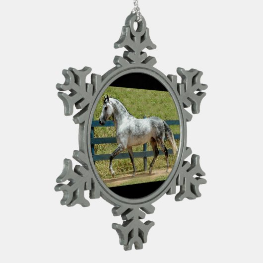 Gray Mangalarga Stallion Kerstannament Tin Sneeuwvlok Ornament (Links)