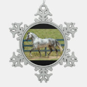 Gray Mangalarga Stallion Kerstannament Tin Sneeuwvlok Ornament (Voorkant)