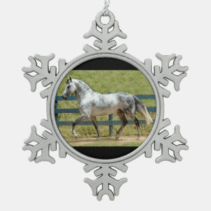 Gray Mangalarga Stallion Kerstannament Tin Sneeuwvlok Ornament