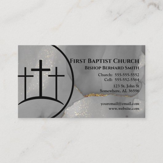 Gray Marble Cross Church Pastor of Deacon Visitekaartje (Voorkant)