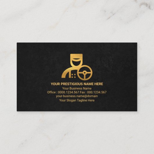 Gray Marble Grunge Golden Arrows Chauffeur Taxi Visitekaartje (Achterkant)