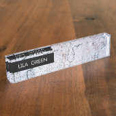 Gray Marble Modern Name Elegant Trendy Business Naambordje (Zijkant)