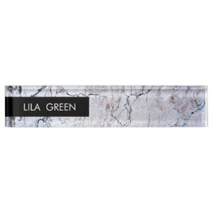 Gray Marble Modern Name Elegant Trendy Business Naambordje