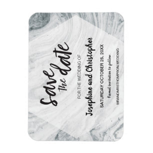 Gray Marble Modern Wedding Save the date Magneet