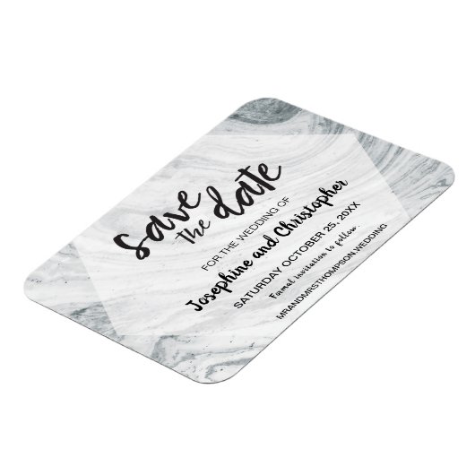Gray Marble Modern Wedding Save the date Magneet (Linkerzijde)