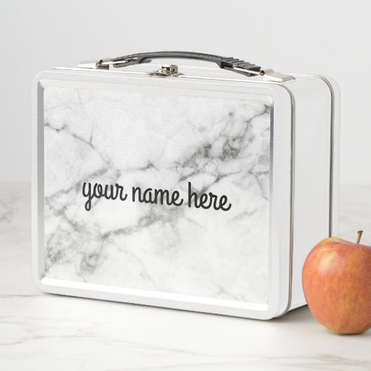 Gray Marble Personalized Lunch Box (In situ)