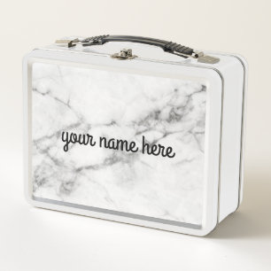 Gray Marble Personalized Lunch Box