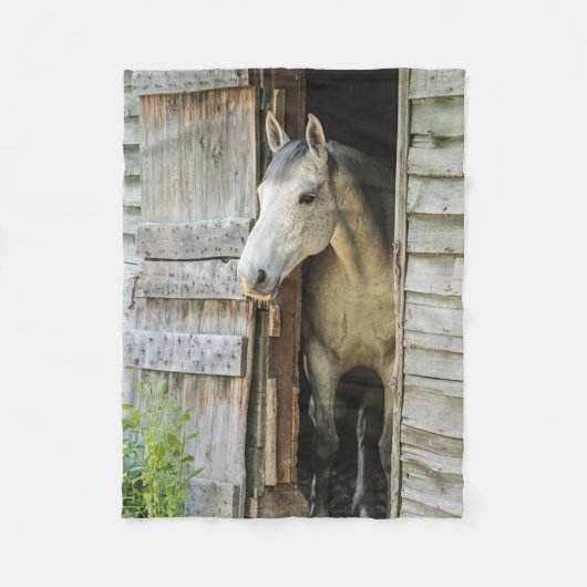 Gray Mare en Barn Horses Fleece Deken (Voorkant)