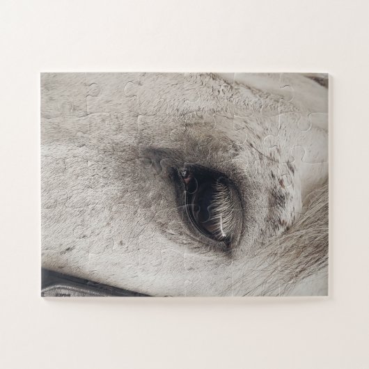 Gray Mare Horse, dichtbij oog Legpuzzel (Horizontaal)