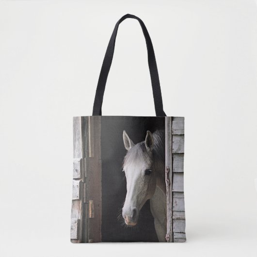 Gray Mare Horse Farm Animals Brown Tote Bag (Voorkant)