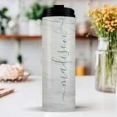 Gray Marmer Chic Stylish Signature Script Name Thermosbeker