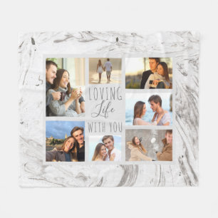 Gray Marmer Loving Life with You - 7 Foto Collage Fleece Deken