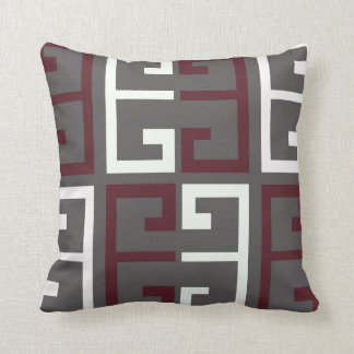 Gray, Maroon en White Tile Kussen