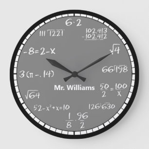 Gray Math Equations Custom Large Clock Grote Klok