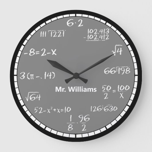Gray Math Equations Custom Large Clock Grote Klok (Voorkant)