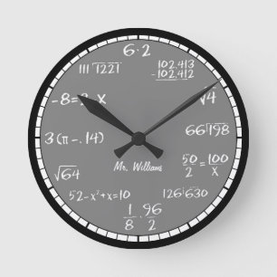 Gray Math Equations Custom Large Clock Ronde Klok