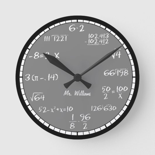 Gray Math Equations Custom Large Clock Ronde Klok (Voorkant)