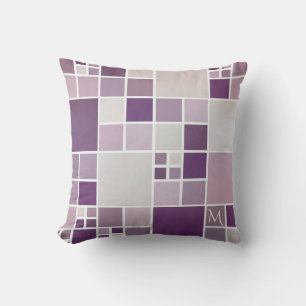 Gray Mauve Monogram Mosaic Pattern Pillow Kussen