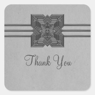 Gray Medallion Border Dank u Stickers