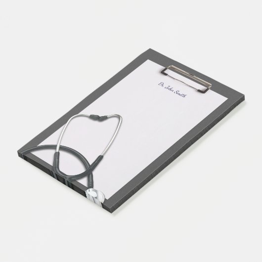Gray Medical Klembord met Stethoscoop Post-it® Notes (Schuin)