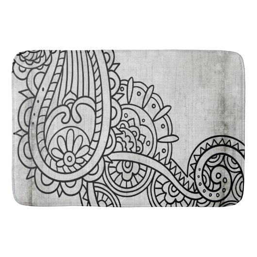 Gray Mehndi Motif Bath Mat (Voorkant)